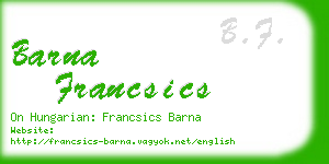 barna francsics business card